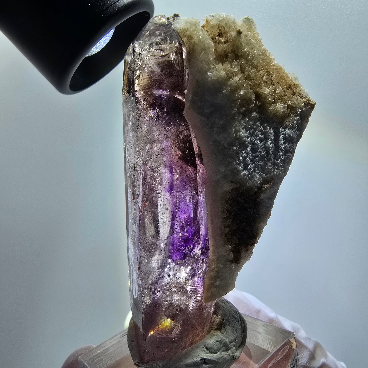 Enhydro Skelett Phantom Amethyst, Calcit, 1x Blase Goboboseb, Namibia 60*32*25mm