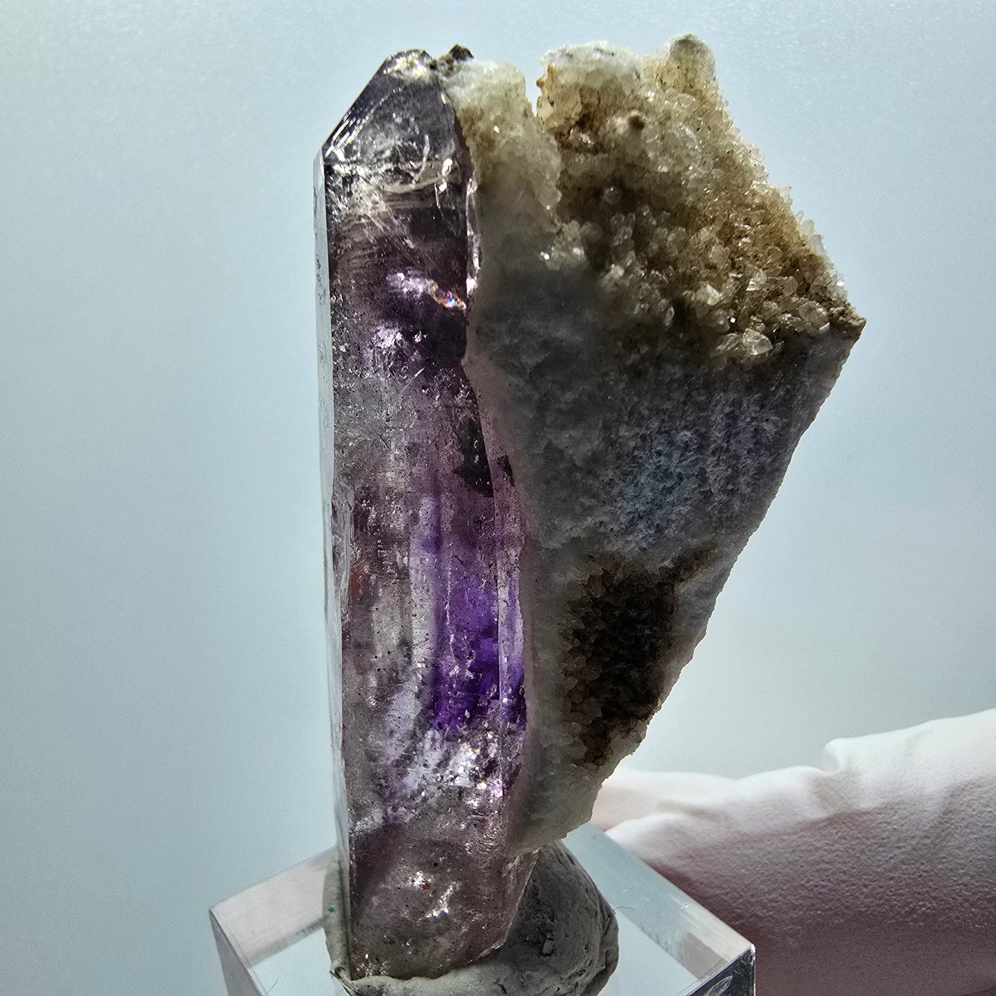 Enhydro Skelett Phantom Amethyst, Calcit, 1x Blase Goboboseb, Namibia 60*32*25mm