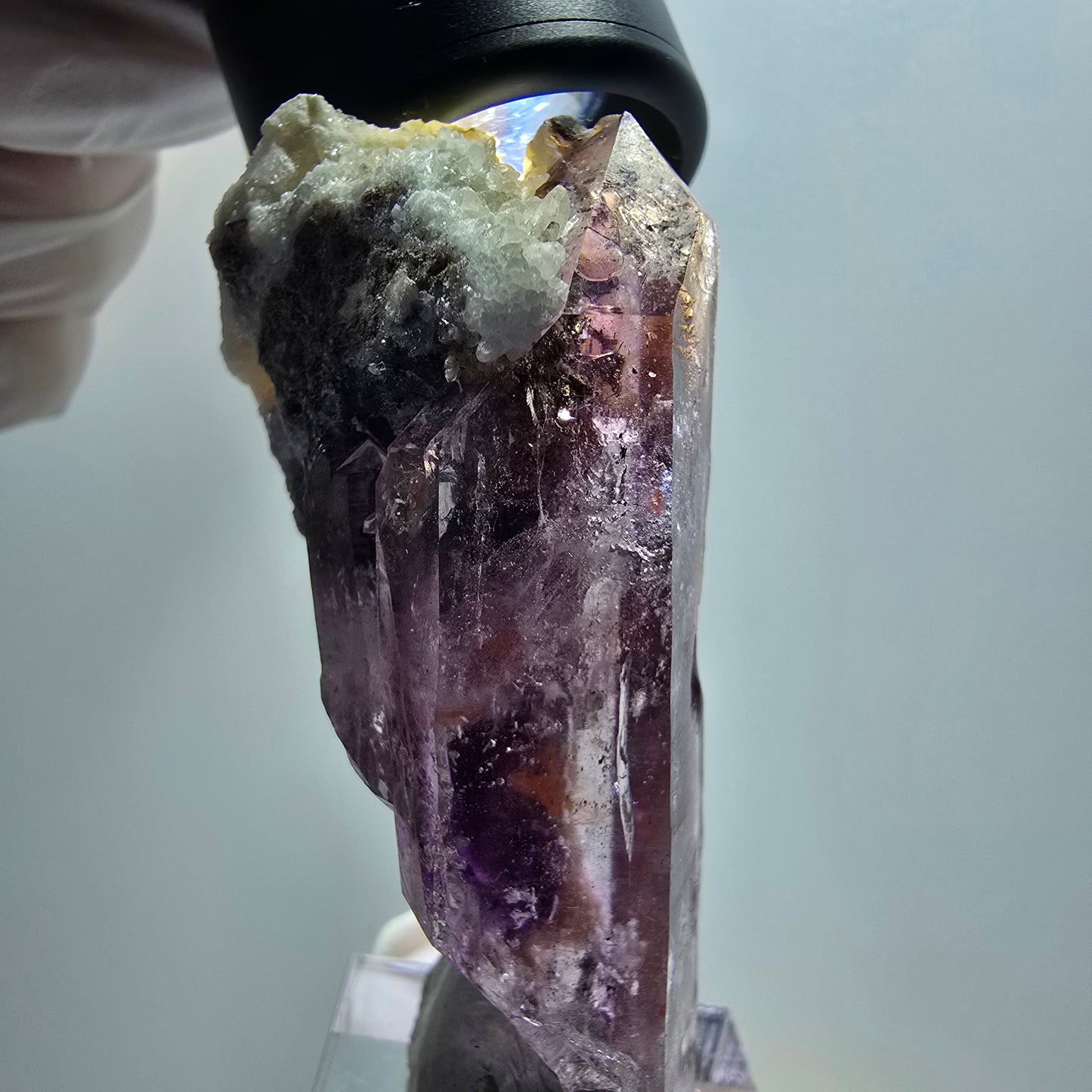 Enhydro Skelett Phantom Amethyst, Calcit, 1x Blase Goboboseb, Namibia 60*32*25mm