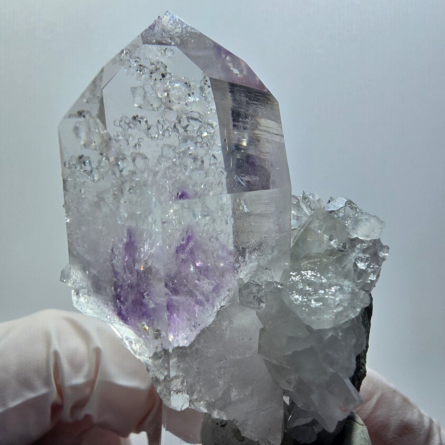 Enhydro Phantom Amethyst , Analcim, Calcit Streep Mine, Goboboseb, Namibia 58*40*35mm