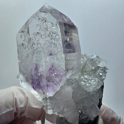 Enhydro Phantom Amethyst , Analcim, Calcit Streep Mine, Goboboseb, Namibia 58*40*35mm