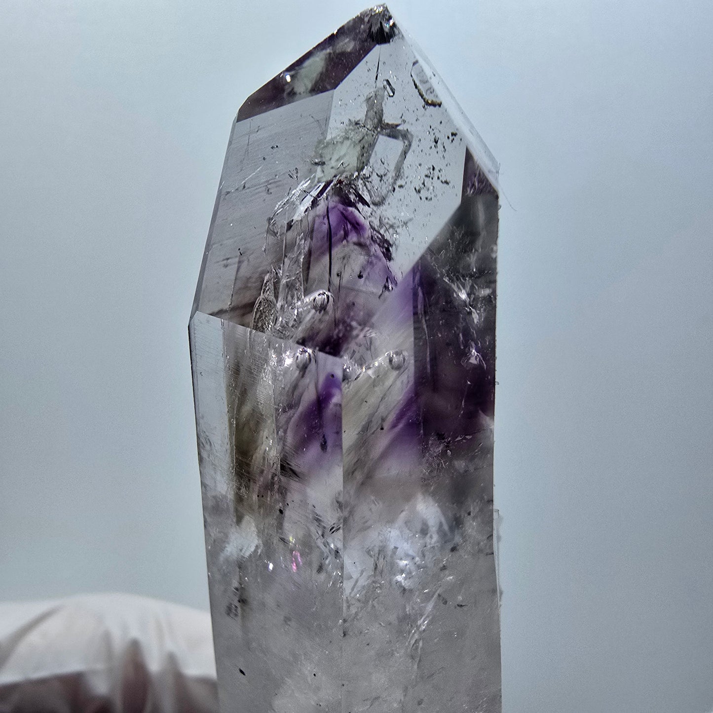 Enhydro Phantom Amethyst mit Prehnit, 2x Blase Streep Mine, Goboboseb, Namibia 78*28*25mm
