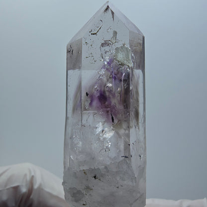 Enhydro Phantom Amethyst mit Prehnit, 2x Blase Streep Mine, Goboboseb, Namibia 78*28*25mm