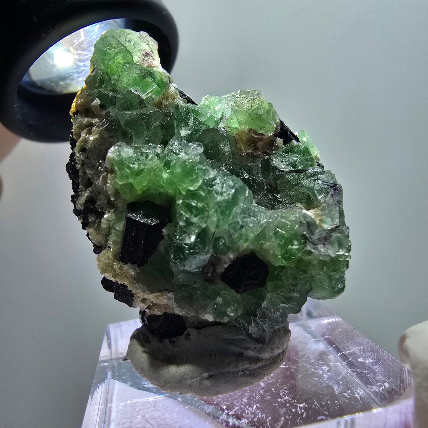Phantom Fluorit, Schörl Turmalin, Muskovit Stufe Erongo, Namibia 37*30*21mm