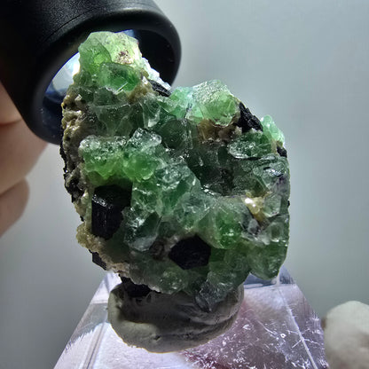Phantom Fluorit, Schörl Turmalin, Muskovit Stufe Erongo, Namibia 37*30*21mm