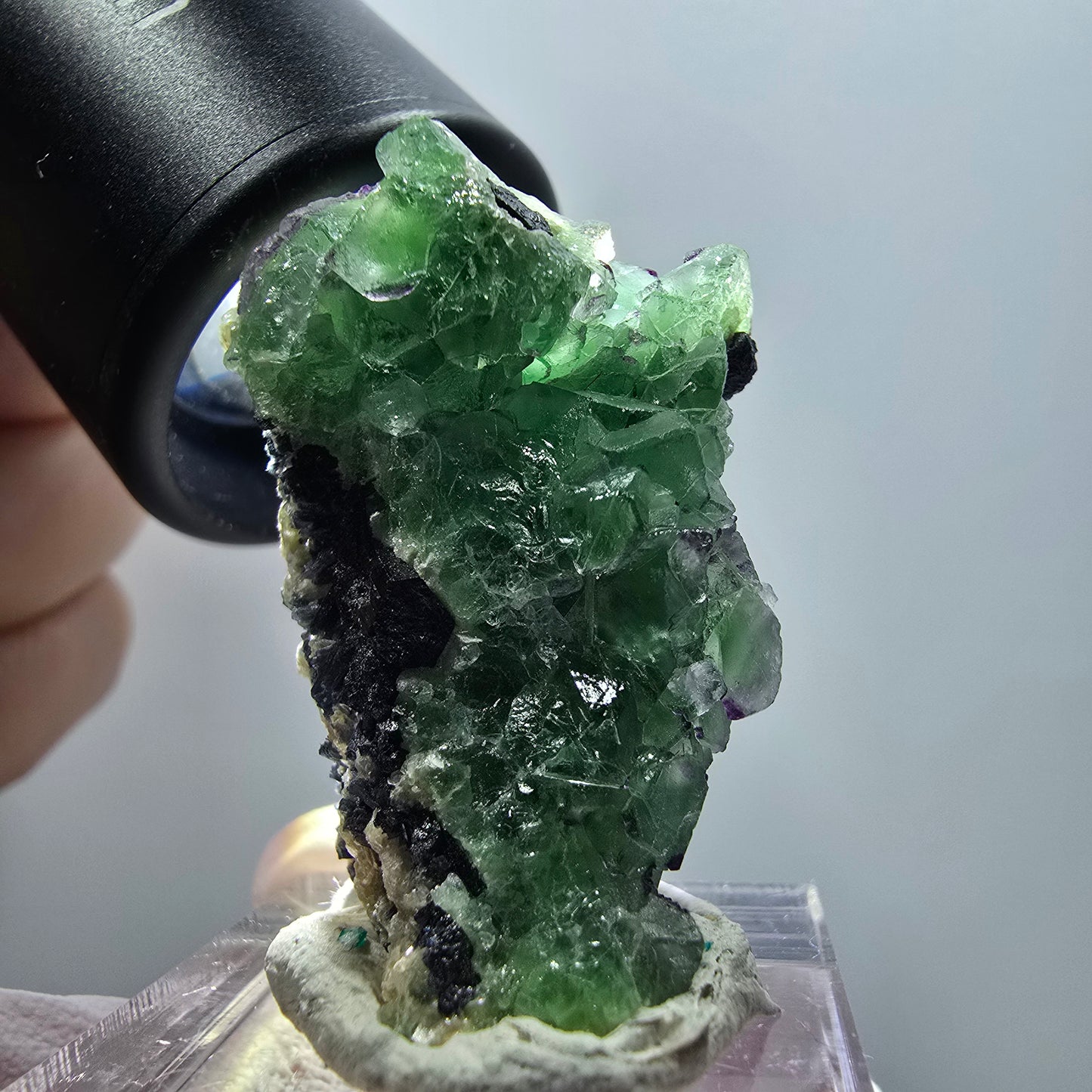 Phantom Fluorit, Schörl Turmalin, Muskovit Stufe Erongo, Namibia 37*24*16mm