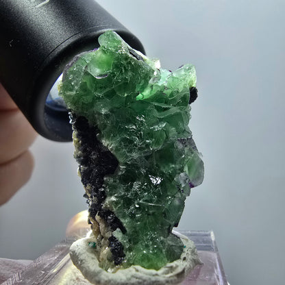 Phantom Fluorit, Schörl Turmalin, Muskovit Stufe Erongo, Namibia 37*24*16mm