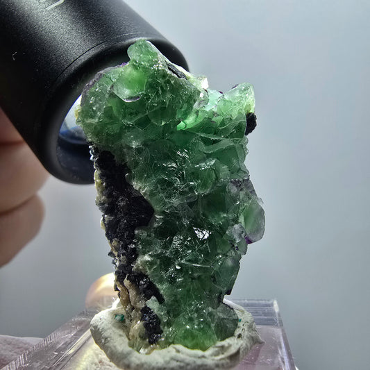 Phantom Fluorit, Schörl Turmalin, Muskovit Stufe Erongo, Namibia 37*24*16mm