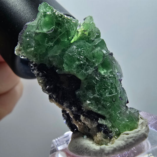 Phantom Fluorit, Schörl Turmalin, Muskovit Stufe Erongo, Namibia 37*24*16mm