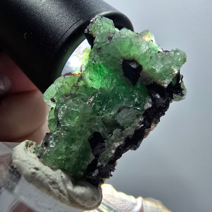 Phantom Fluorit, Schörl Turmalin, Muskovit Stufe Erongo, Namibia 37*24*16mm