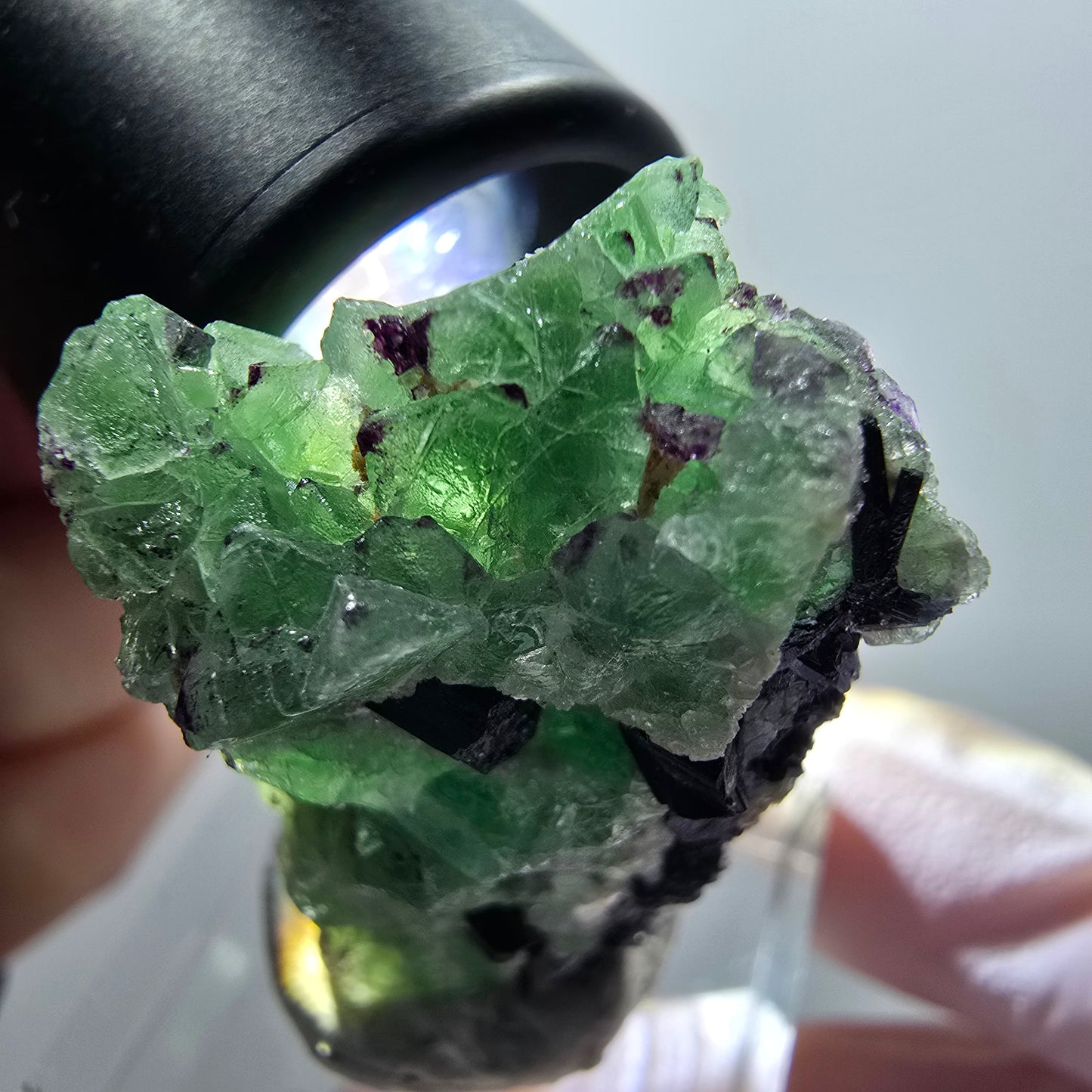 Phantom Fluorit, Schörl Turmalin, Muskovit Stufe Erongo, Namibia 37*24*16mm