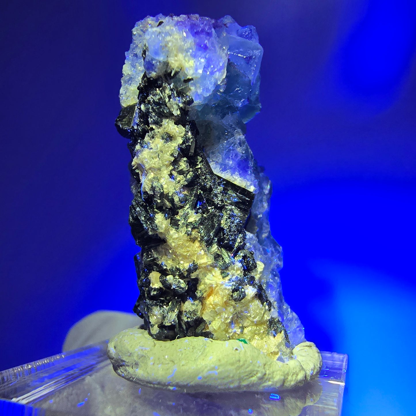 Phantom Fluorit, Schörl Turmalin, Muskovit Stufe Erongo, Namibia 37*24*16mm