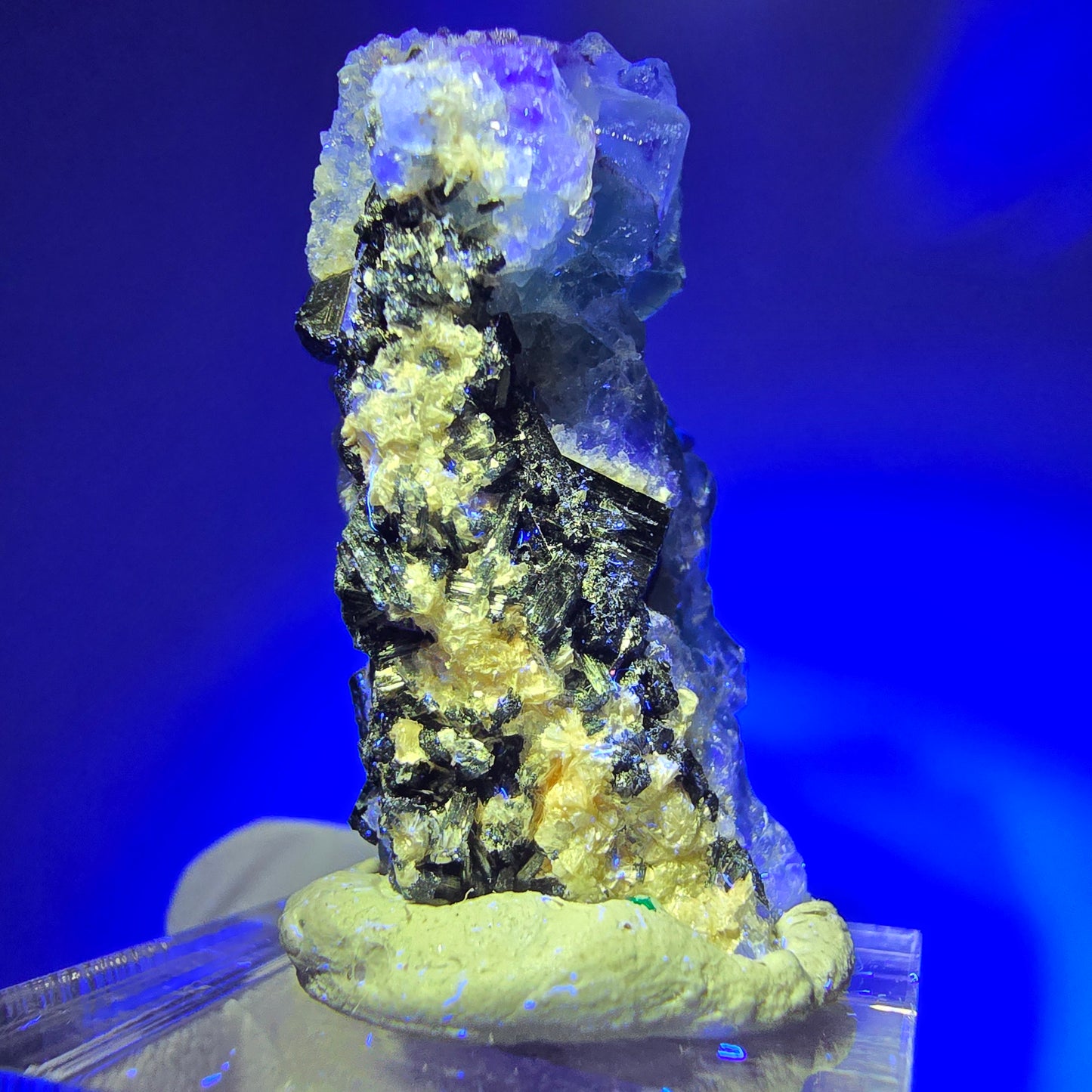 Phantom Fluorit, Schörl Turmalin, Muskovit Stufe Erongo, Namibia 37*24*16mm