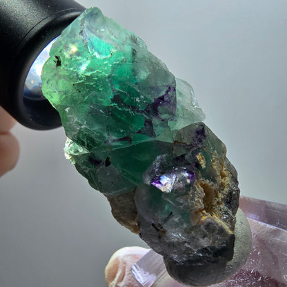 Cube de fluorite fantôme, zonal, spécimen d'orthose d'Erongo, Namibie 47*28*27 mm 