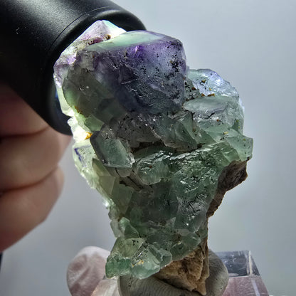 Cube de fluorite fantôme, zonal, spécimen d'orthose, Erongo, Namibie, 49 x 33 x 20 mm 