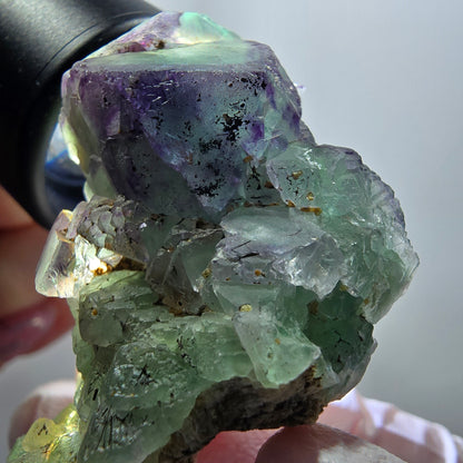 Cube de fluorite fantôme, zonal, spécimen d'orthose, Erongo, Namibie, 49 x 33 x 20 mm 