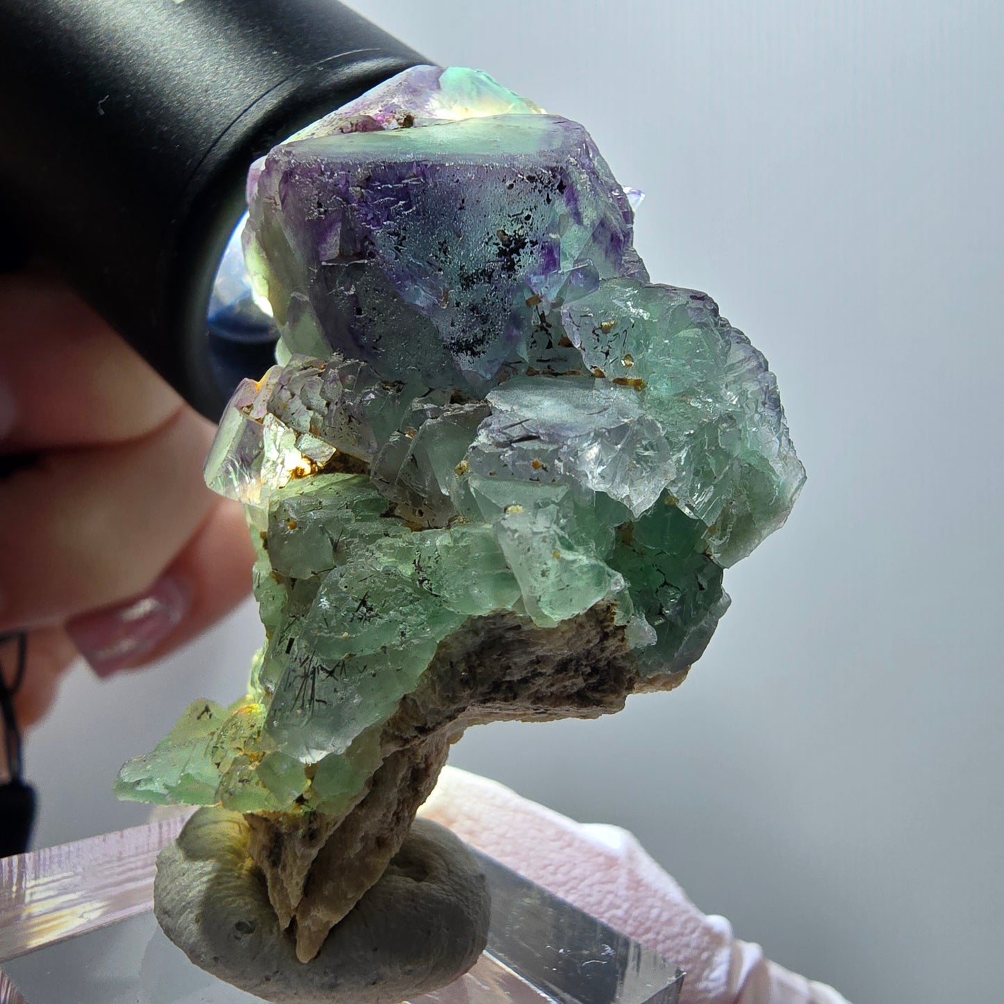 Cube de fluorite fantôme, zonal, spécimen d'orthose, Erongo, Namibie, 49 x 33 x 20 mm 