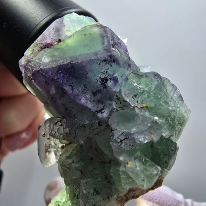 Cube de fluorite fantôme, zonal, spécimen d'orthose, Erongo, Namibie, 49 x 33 x 20 mm 
