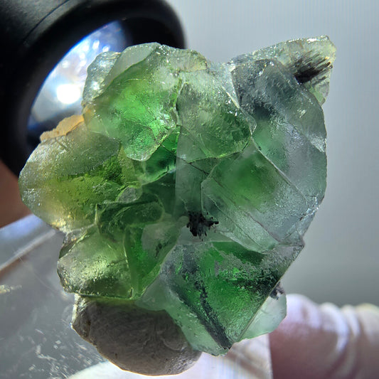 Phantom Fluorit, Schörl Turmalin, (+ UV Mineral unbekannt) Erongo, Namibia 25*24*12mm