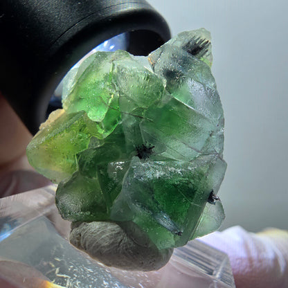 Phantom Fluorit, Schörl Turmalin, (+ UV Mineral unbekannt) Erongo, Namibia 25*24*12mm