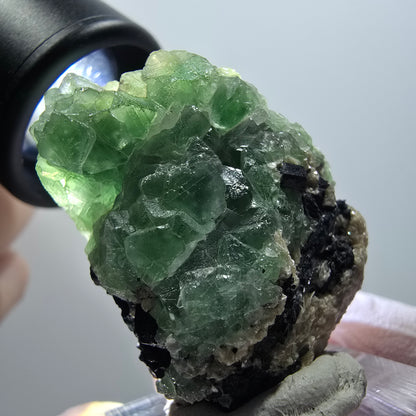 Phantom Fluorit, Schörl Turmalin, Muskovit Stufe Erongo, Namibia 38*27*18mm