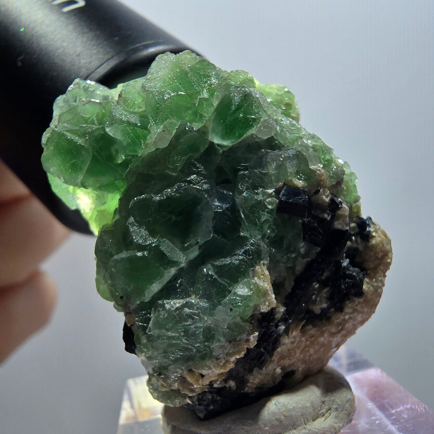 Phantom Fluorit, Schörl Turmalin, Muskovit Stufe Erongo, Namibia 38*27*18mm
