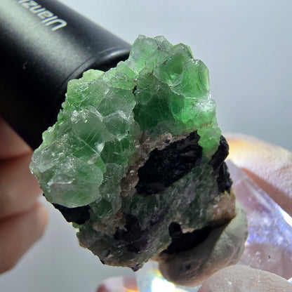 Phantom Fluorit, Schörl Turmalin, Muskovit Stufe Erongo, Namibia 38*27*18mm