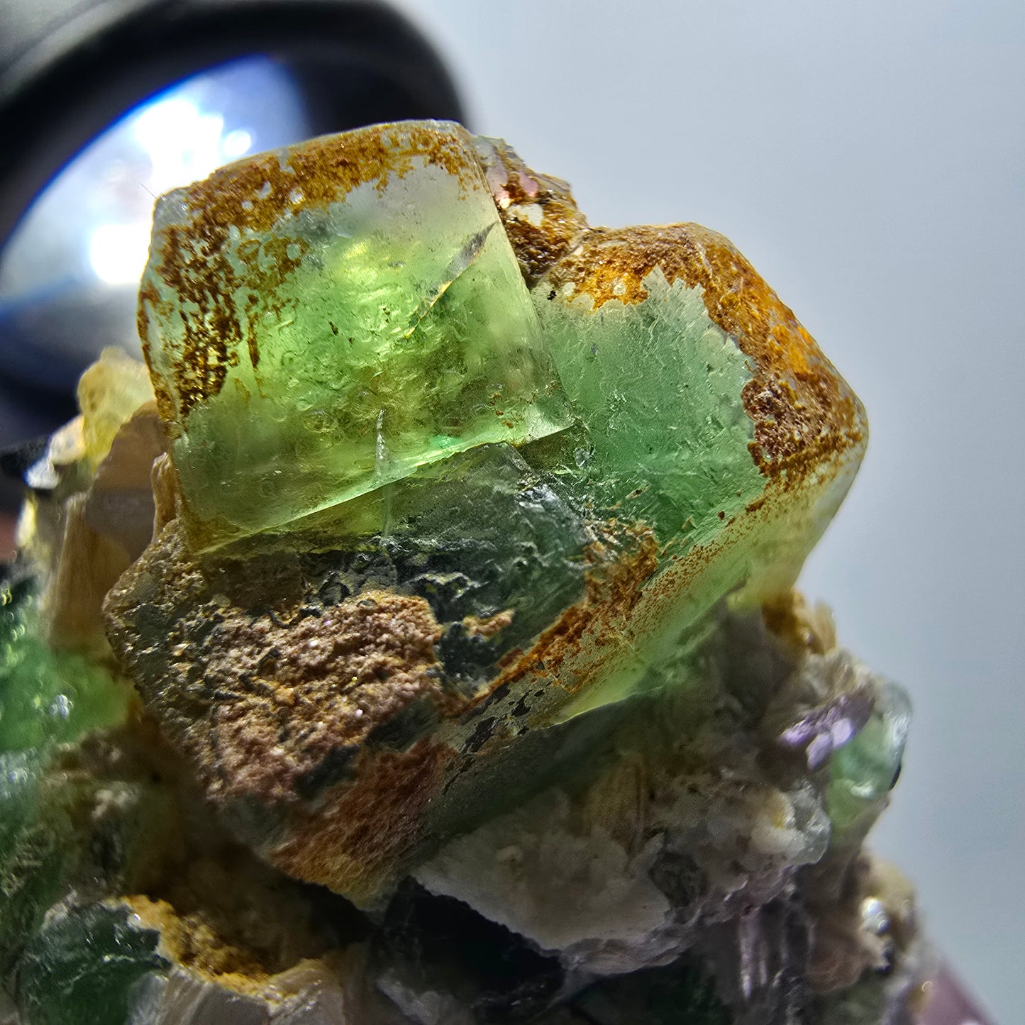 Phantom Fluorit, Schörl Turmalin, Muskovit, Hyalit Erongo, Namibia 34*31*18mm
