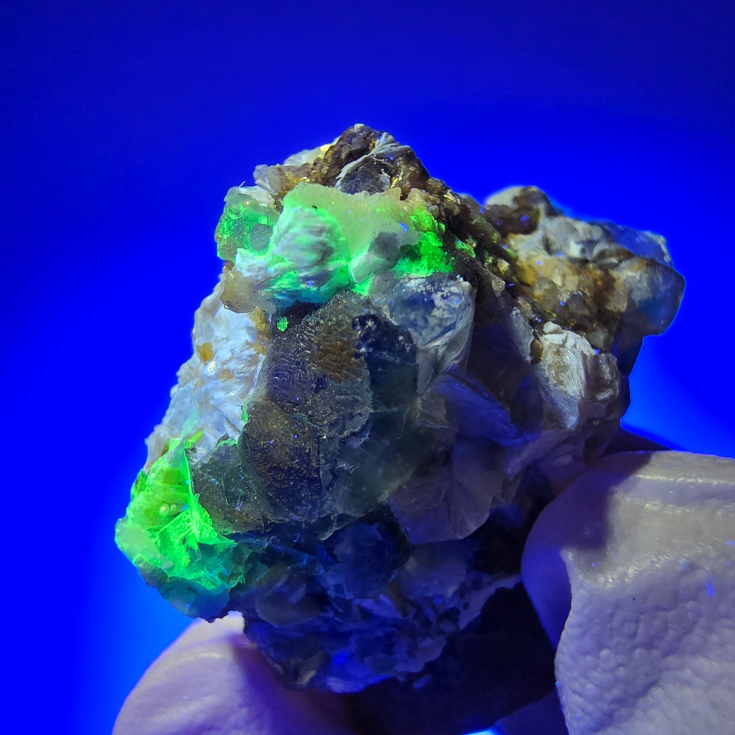 Phantom Fluorit, Schörl Turmalin, Muskovit, Hyalit Erongo, Namibia 34*31*18mm