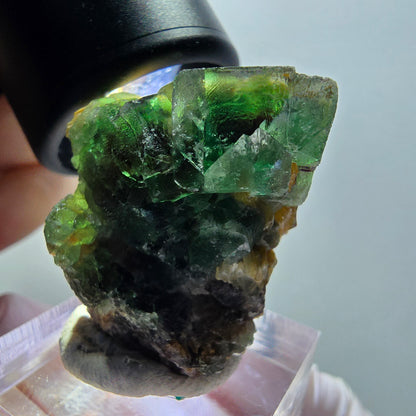 Phantom Fluorit, Schörl Turmalin, Muskovit Stufe Erongo, Namibia 36*30*20mm