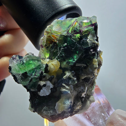 Phantom Fluorit, Schörl Turmalin, Muskovit Stufe Erongo, Namibia 43*37*20mm