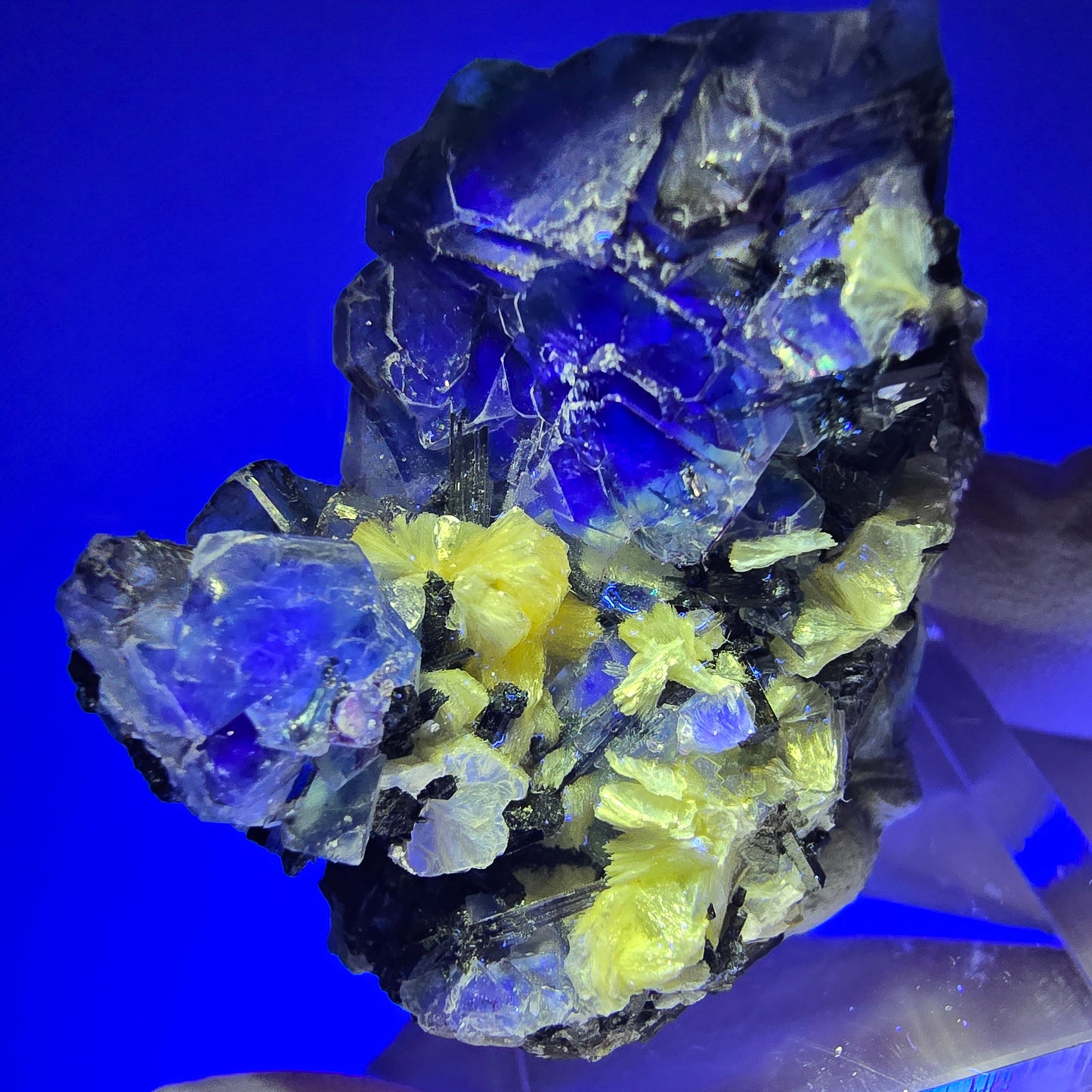 Phantom Fluorit, Schörl Turmalin, Muskovit Stufe Erongo, Namibia 43*37*20mm