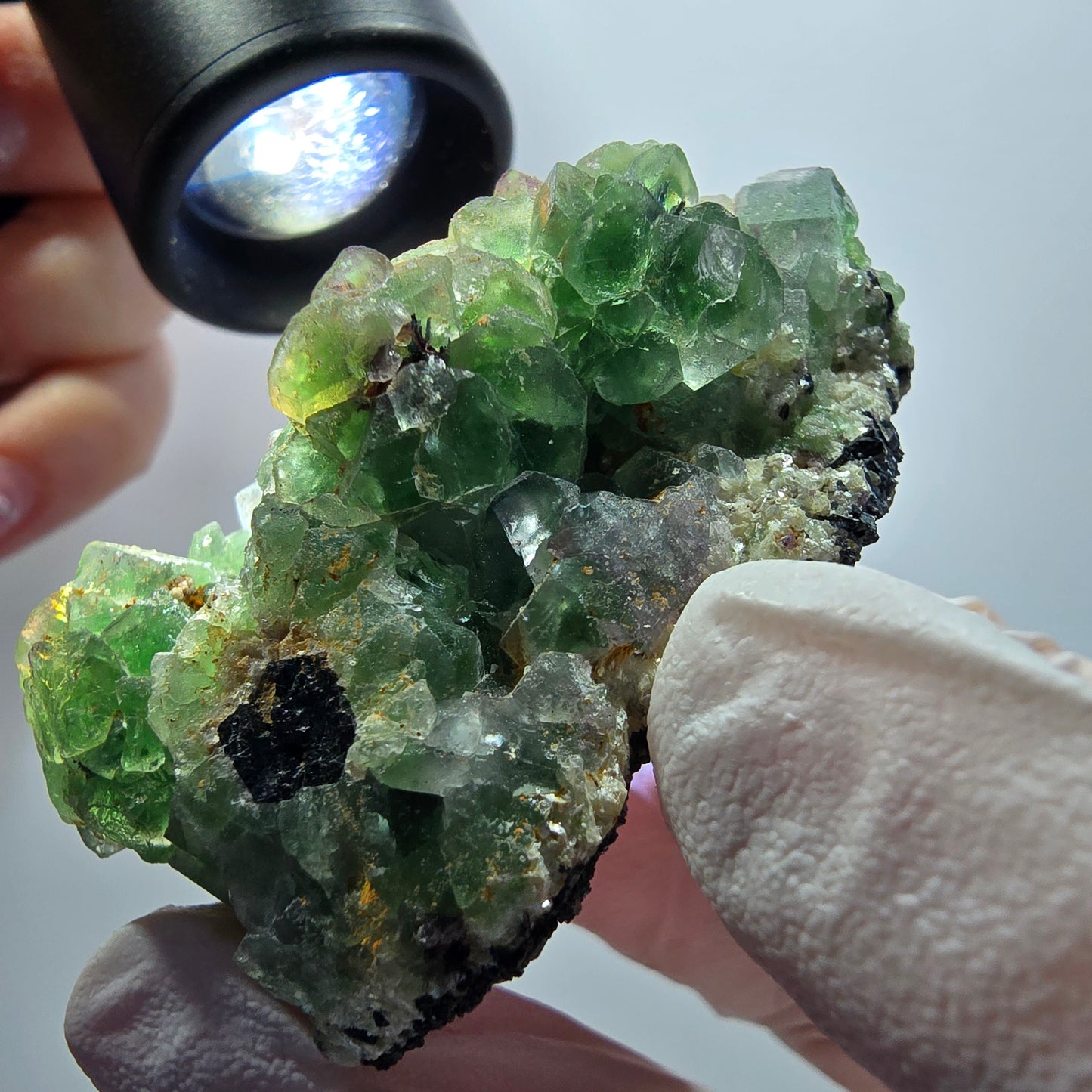 Phantom Fluorit, Schörl Turmalin, Muskovit Stufe Erongo, Namibia 54*37*35mm