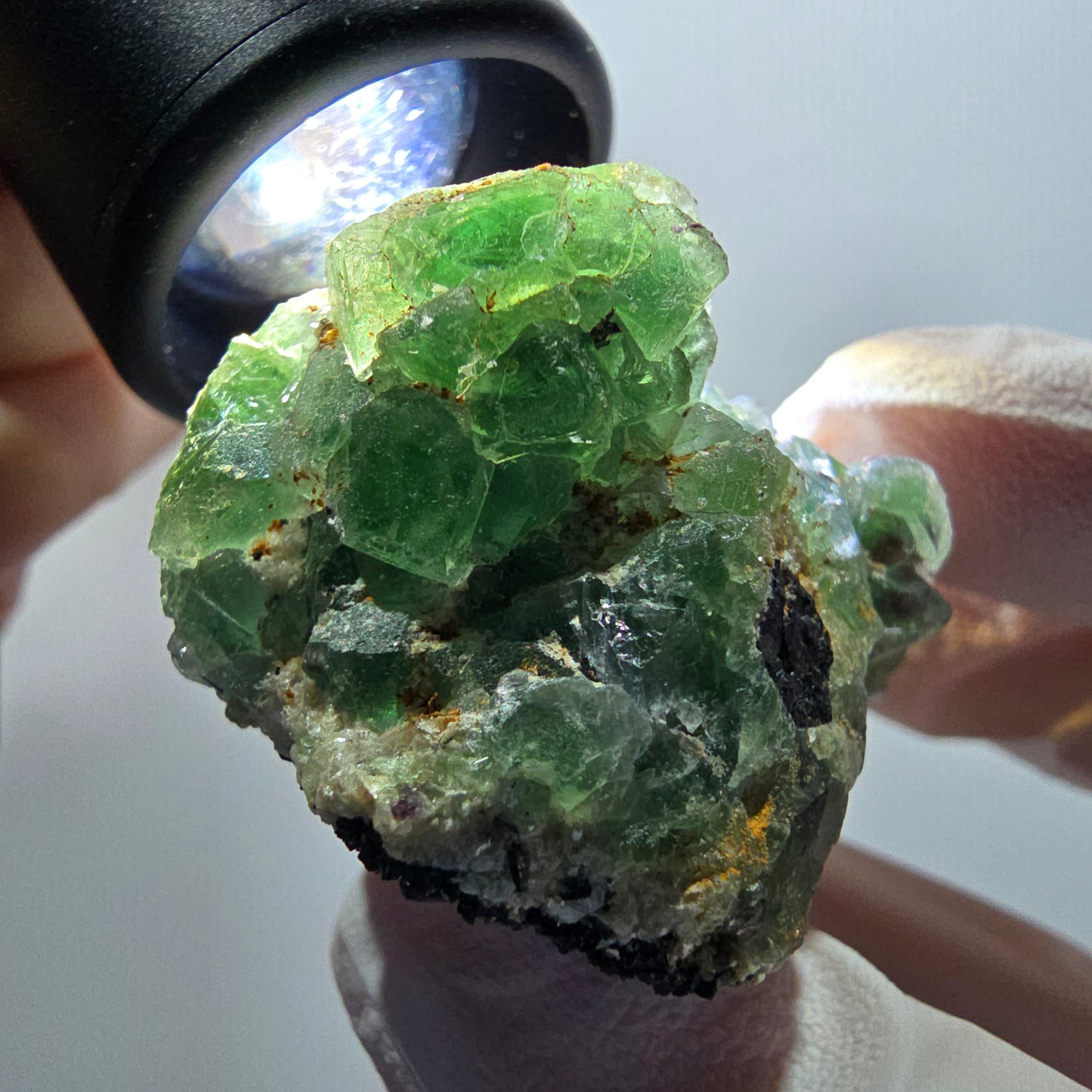 Phantom Fluorit, Schörl Turmalin, Muskovit Stufe Erongo, Namibia 54*37*35mm