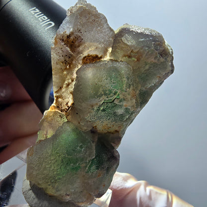 Phantom Fluorit, Schörl Turmalin, Muskovit, Hyalit Erongo, Namibia 46*32*21mm