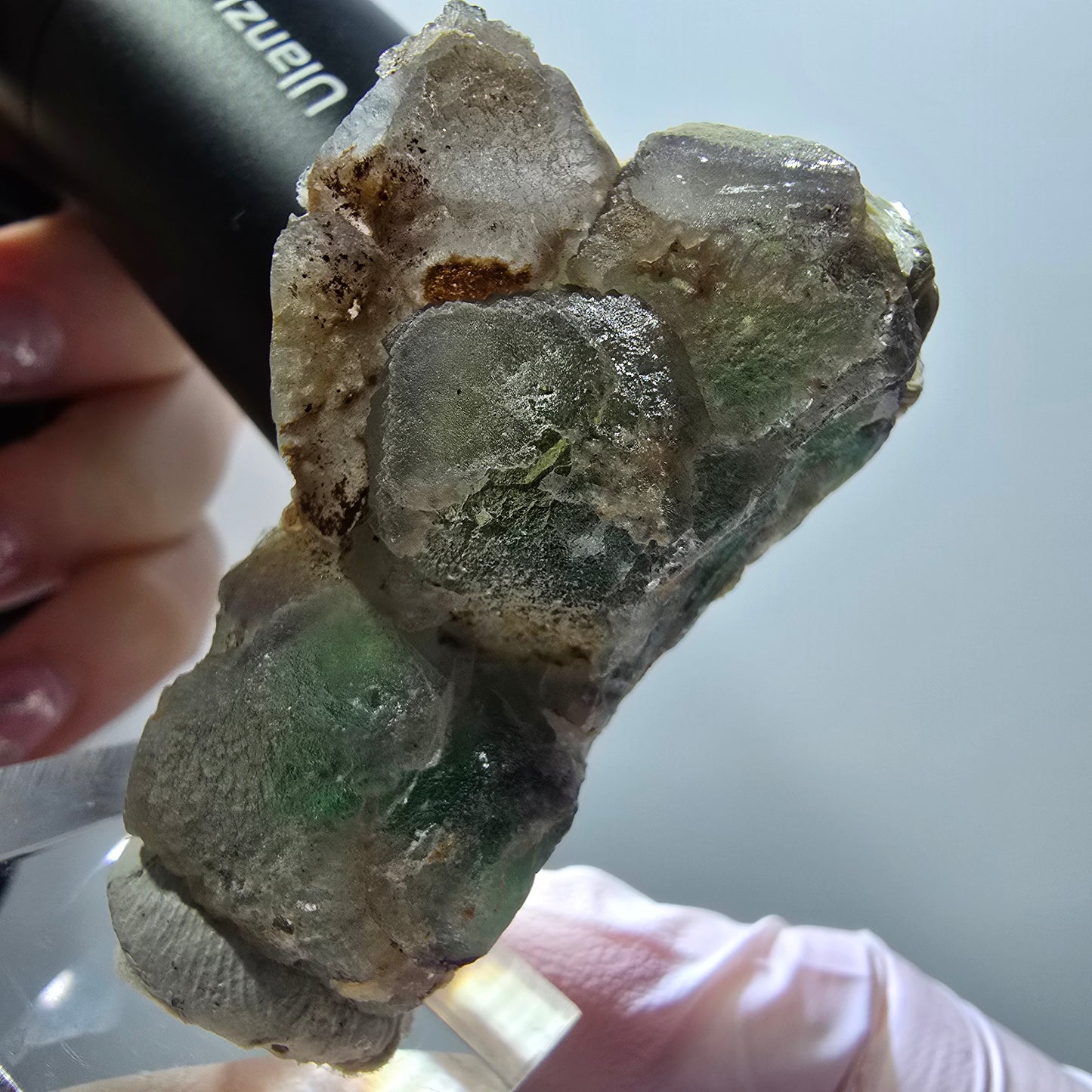 Phantom Fluorit, Schörl Turmalin, Muskovit, Hyalit Erongo, Namibia 46*32*21mm