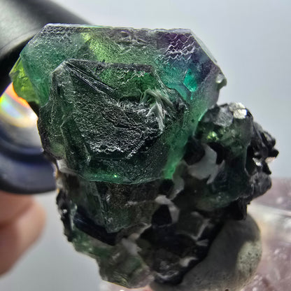 Phantom Fluorit, hexagonal, Schörl Turmalin, Muskovit Erongo, Namibia 32*30*22mm