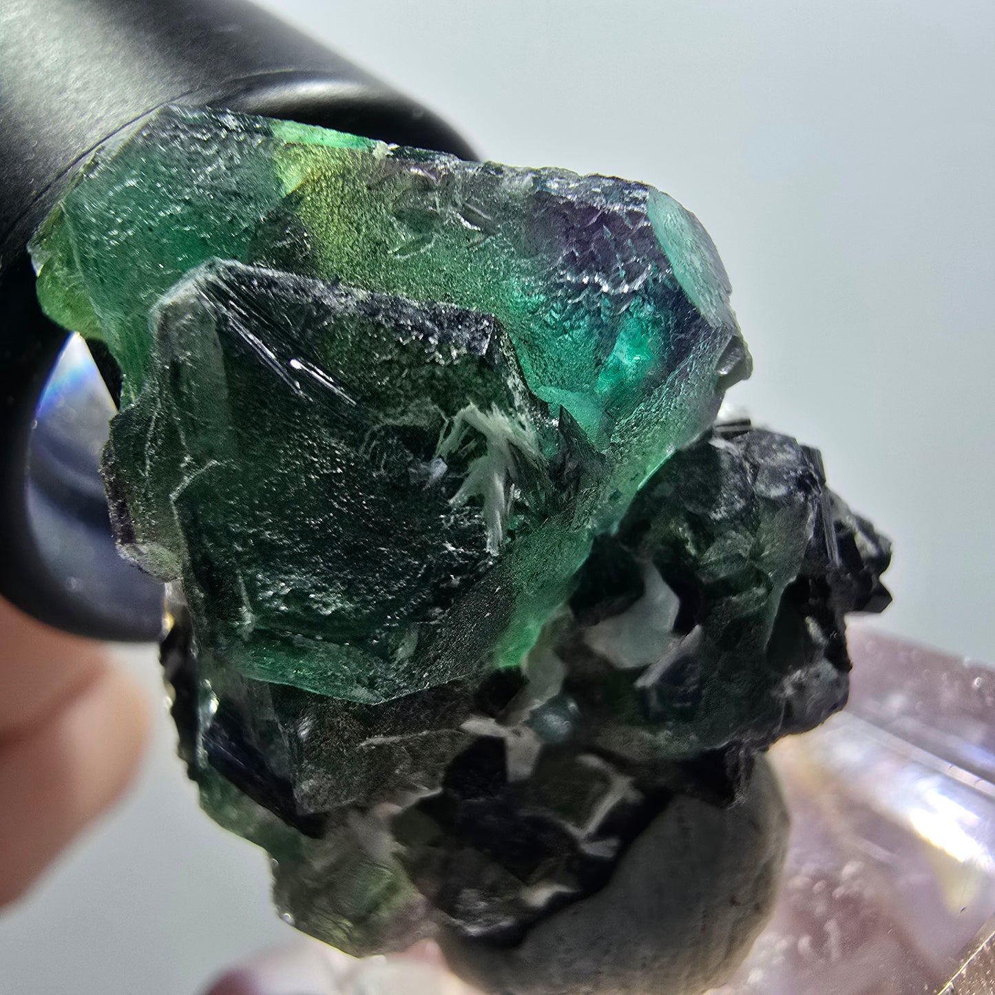 Phantom Fluorit, hexagonal, Schörl Turmalin, Muskovit Erongo, Namibia 32*30*22mm