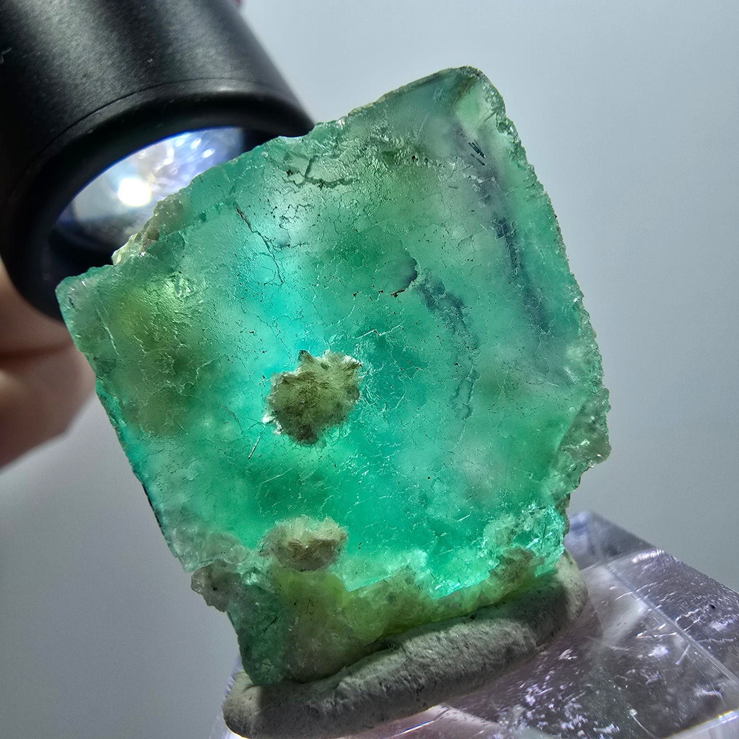 Phantom Fluorit, Schörl Turmalin, Muskovit, Hyalit Erongo, Namibia 38*30*28mm