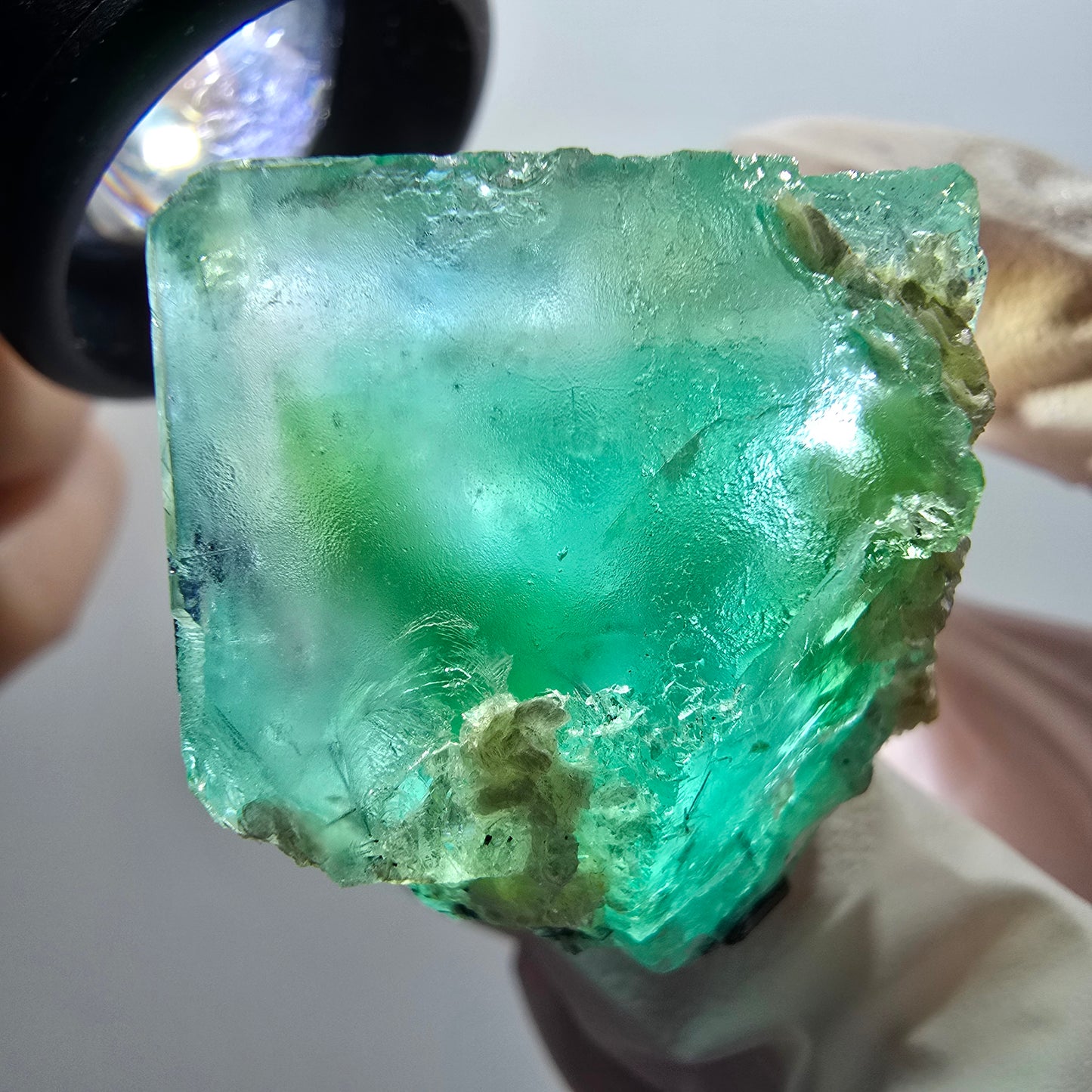 Phantom Fluorit, Schörl Turmalin, Muskovit, Hyalit Erongo, Namibia 38*30*28mm