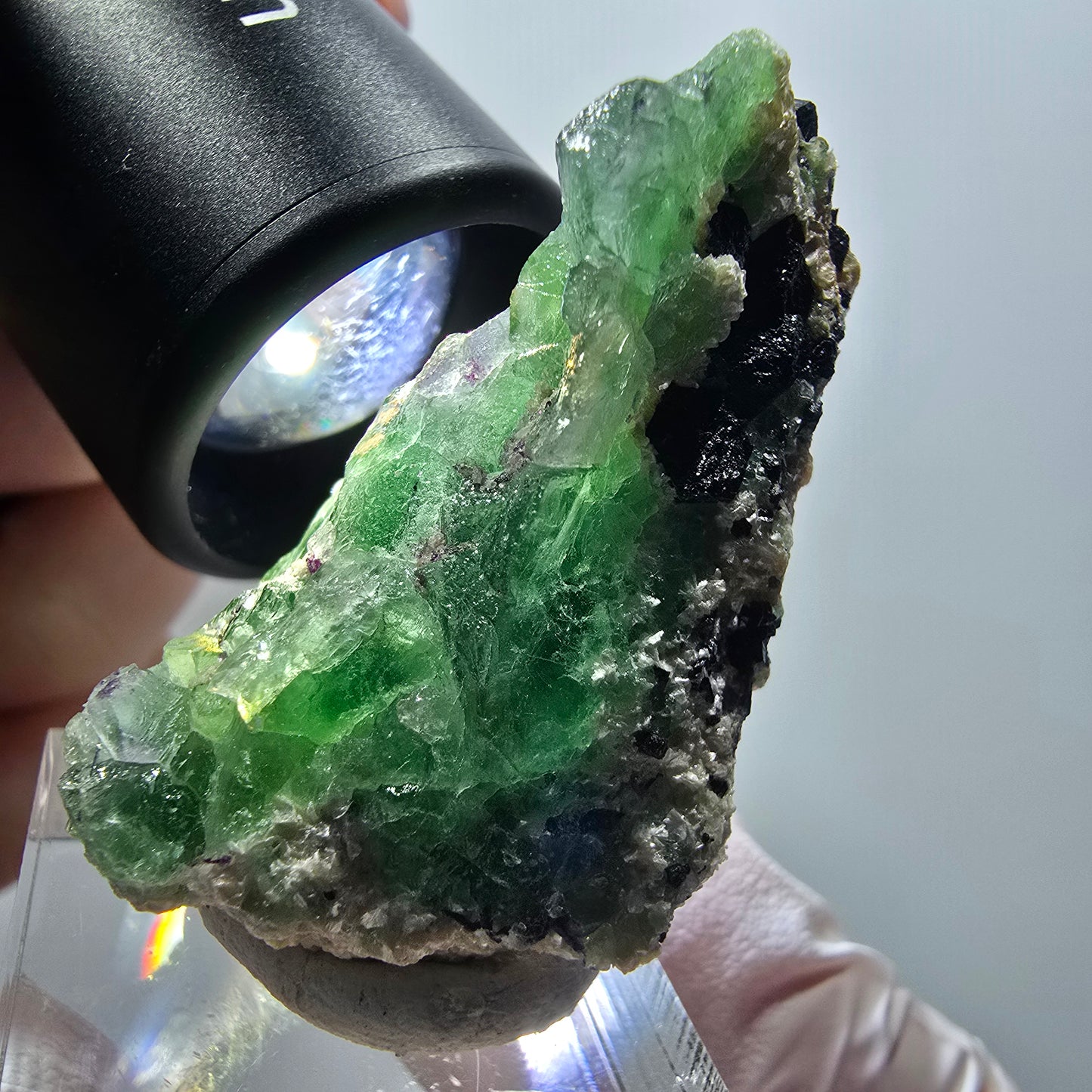 Phantom Fluorit, Schörl Turmalin, Muskovit Stufe Erongo, Namibia 45*28*21mm