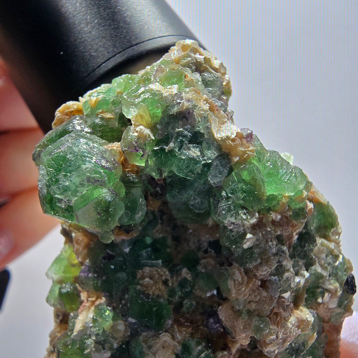 Phantom Fluorit, Schörl Turmalin, Muskovit Stufe Erongo, Namibia 61*47*20mm