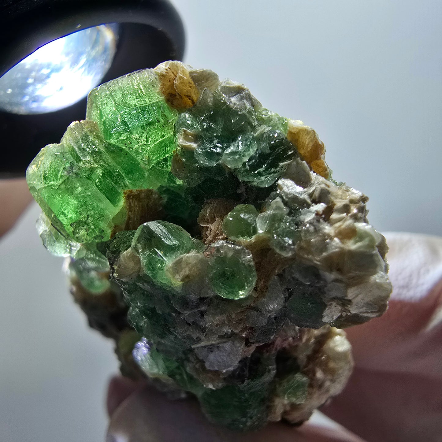 Phantom Fluorit, Schörl Turmalin, Muskovit Stufe Erongo, Namibia 61*47*20mm