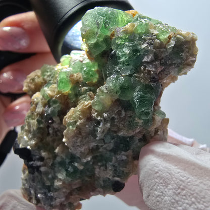 Phantom Fluorit, Schörl Turmalin, Muskovit Stufe Erongo, Namibia 61*47*20mm