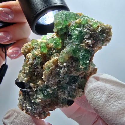 Phantom Fluorit, Schörl Turmalin, Muskovit Stufe Erongo, Namibia 61*47*20mm