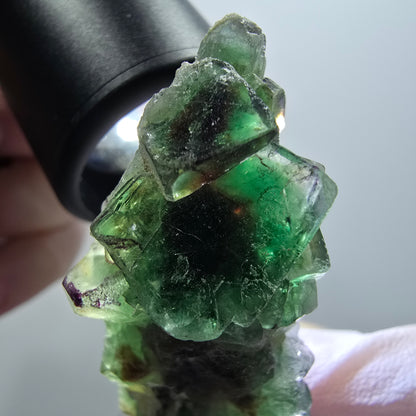 Phantom Fluorit Würfel, Muskovit, Hyalit Stufe Erongo, Namibia 56*24*19mm
