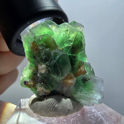 Phantom Fluorit, hexagonal, Muskovit Stufe Erongo, Namibia 32*25*14mm