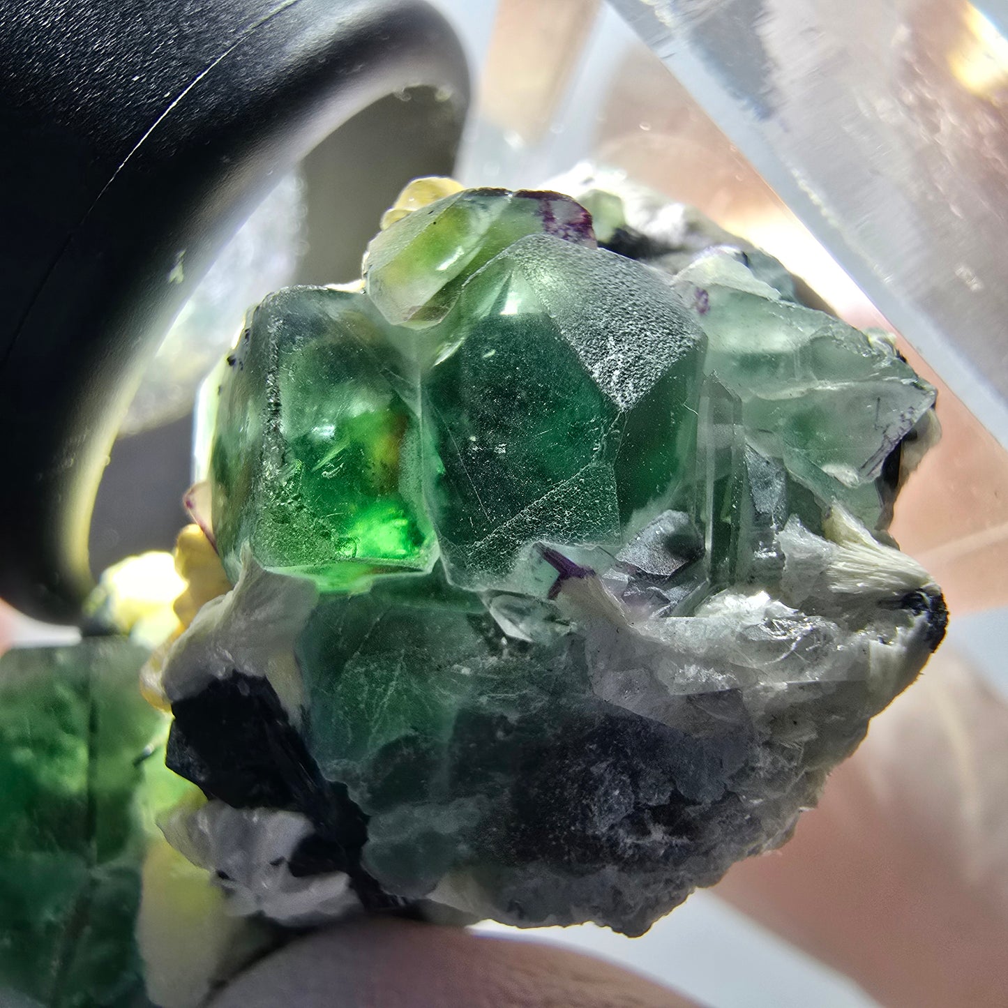 Phantom Fluorit, Schörl Turmalin, Muskovit Stufe Erongo, Namibia 44*38*21mm