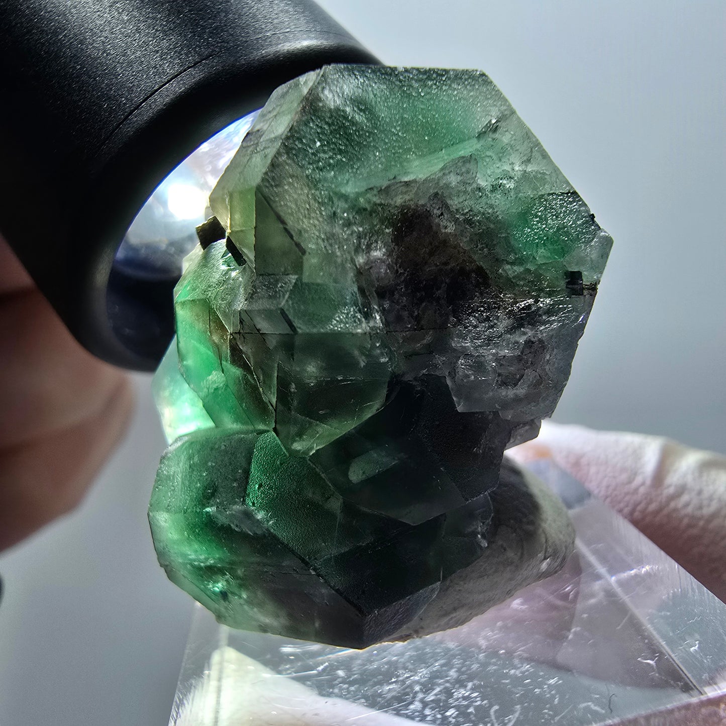 Phantom fluorite hexagonal, Schörl tourmaline, smoky quartz Erongo Namibia 35*25*24mm 
