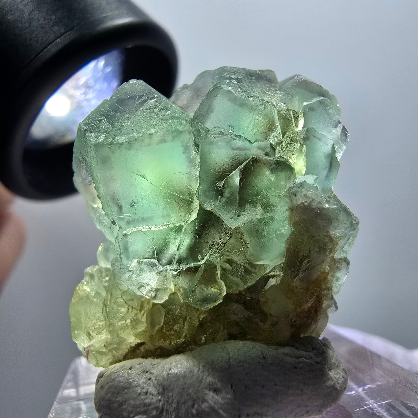 Seltene klare Phantom Fluorit Würfel Formation, zonal Erongo, Namibia 30*27*15mm